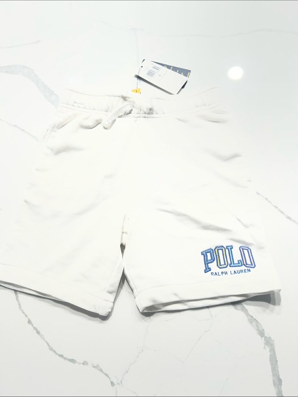Polo by Ralph Lauren White Shorts with Blue Logo NWT